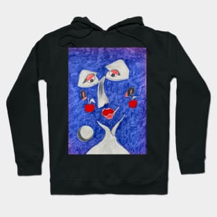 Blue face with cherries Hoodie